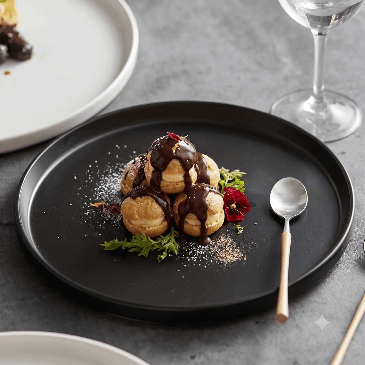 Profiterol sunumu ve porsiyonu