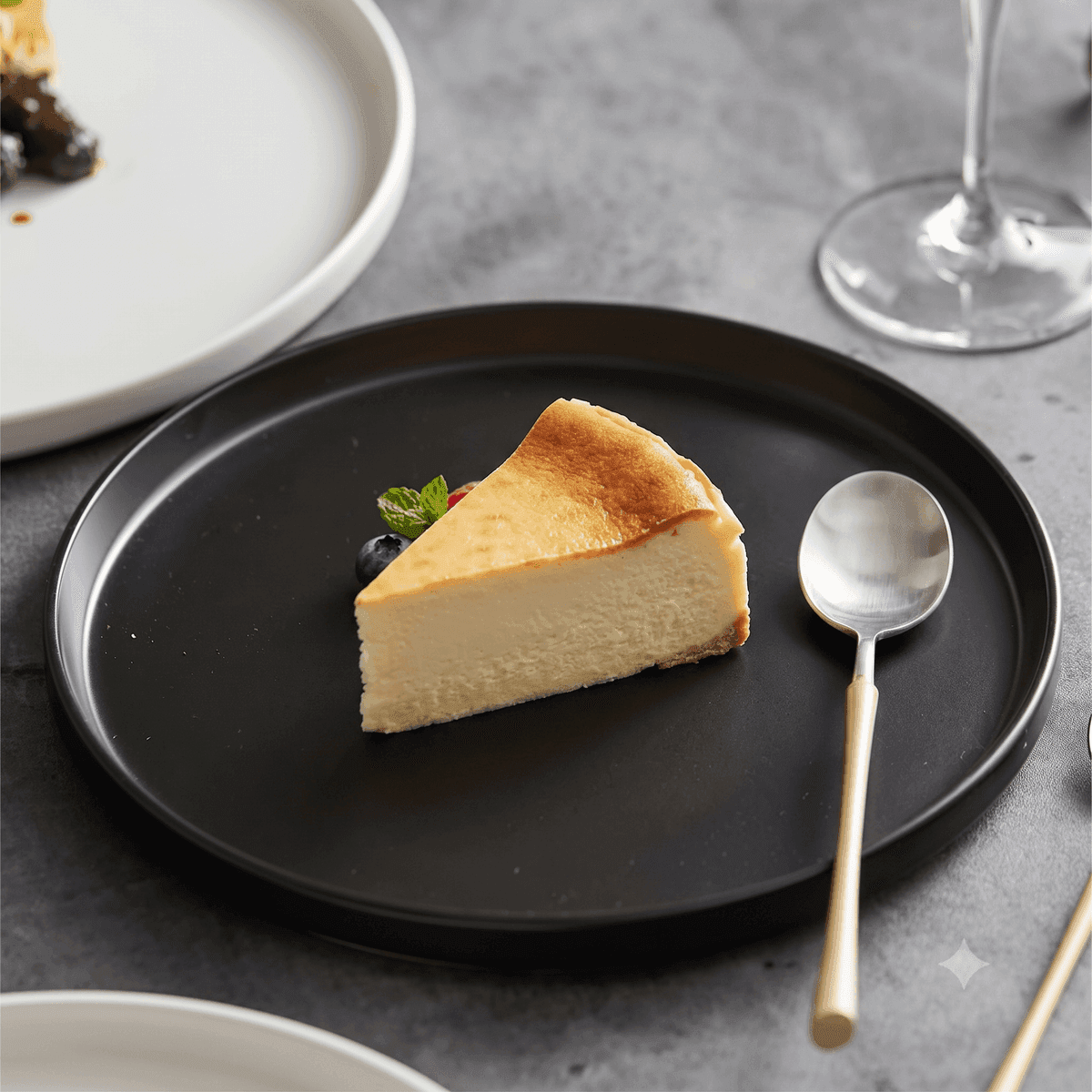 New York usulü cheesecake menü şablonu ve sunumu