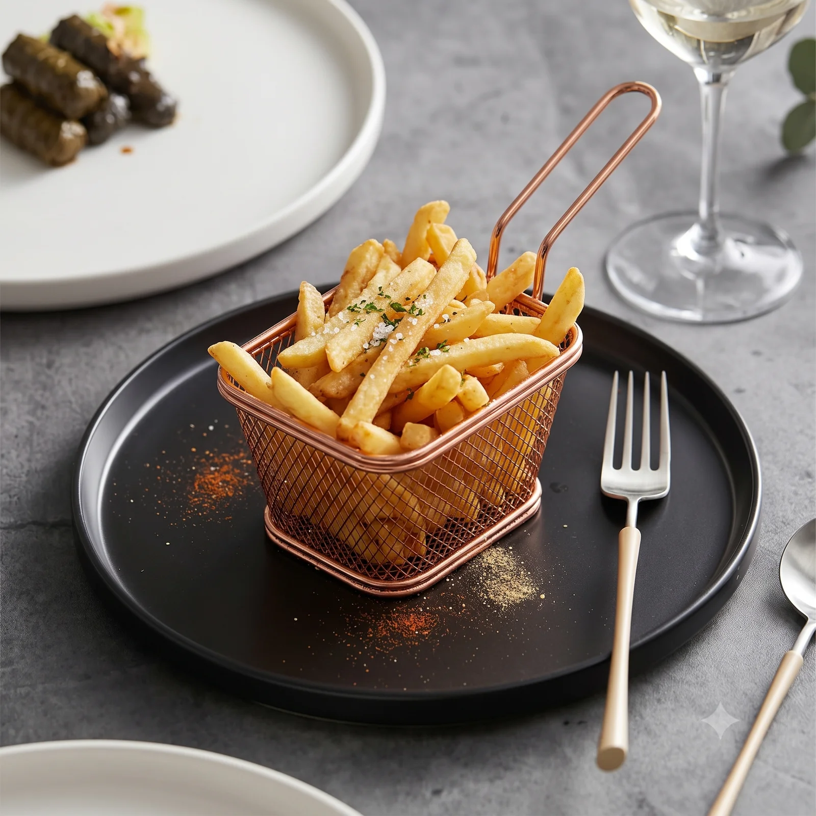 Cajun Baharatlı Patates menü şablonu ve sunumu