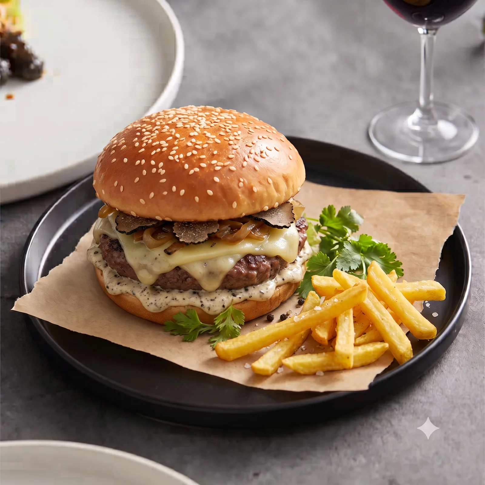 Truffle (Trüflü) Burger menü şablonu ve sunumu