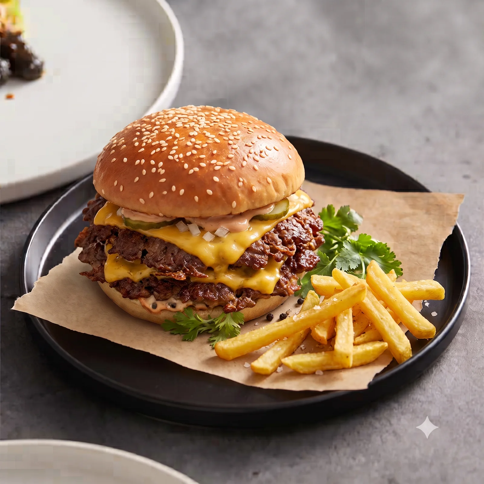 Smash Burger sunumu ve porsiyonu